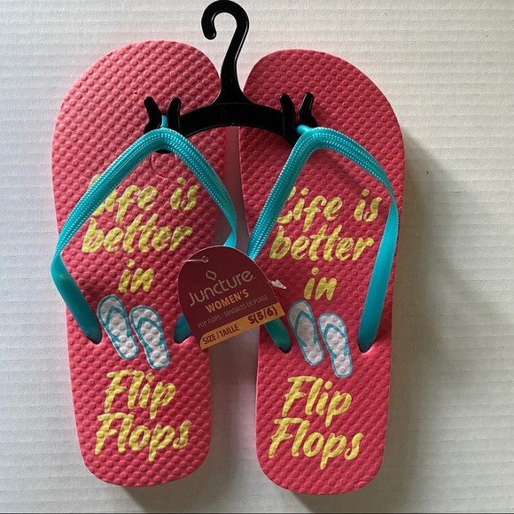 "Life is better in Flip Flops" | Summer Beachy Flip Flops; Size S(5/6) - Picture 8 of 8